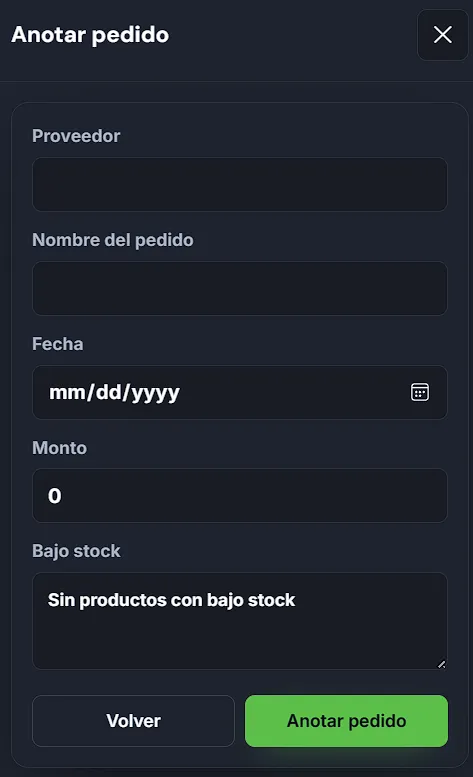 Anotar pedido