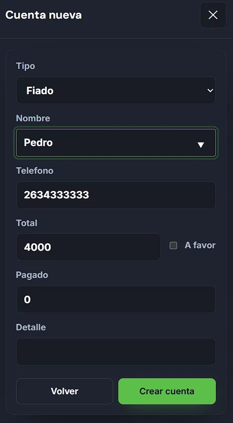 Nueva cuenta