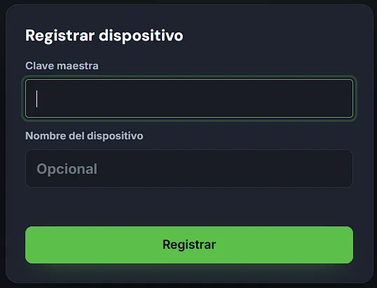 Registro del dispositivo